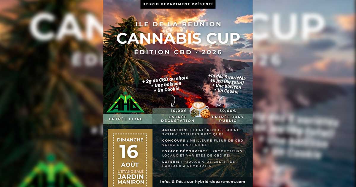 Cannabis Cup CBD na Ilha da Reunião, em agosto de 2026