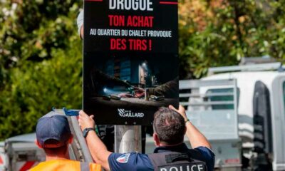 Um cartaz para combater o tráfico de droga no Chalet
